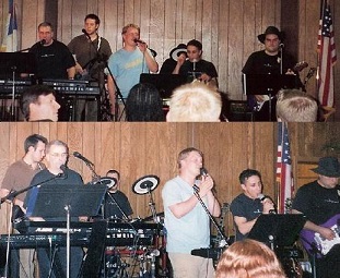 AB in concert with EJ and the band